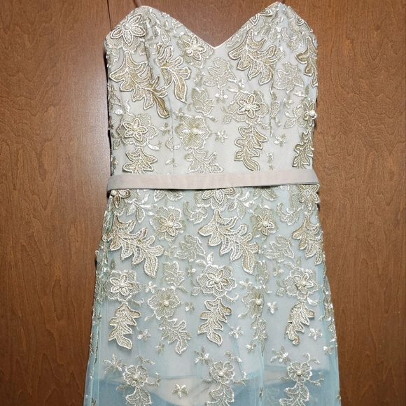 Formal Dress Size 1-4 Teal Blue with Pearls - Picture 1 of 5
